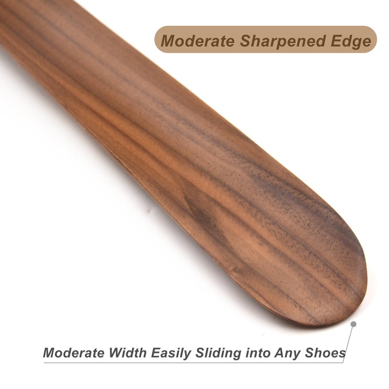 Bamber Wooden Shoe Horn Wood Shoehorn with Handle for Seniors Women Men Kids, 15'' Long, Black Walnut - Image 5